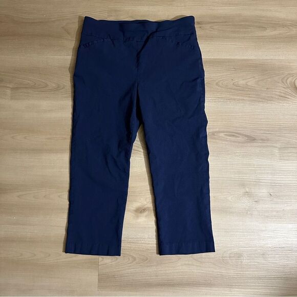 Chico's Fabulously Slimming Navy Blue Perfect Stretch Capri Casual Pants Sz‎ 0.5 - Picture 4 of 8